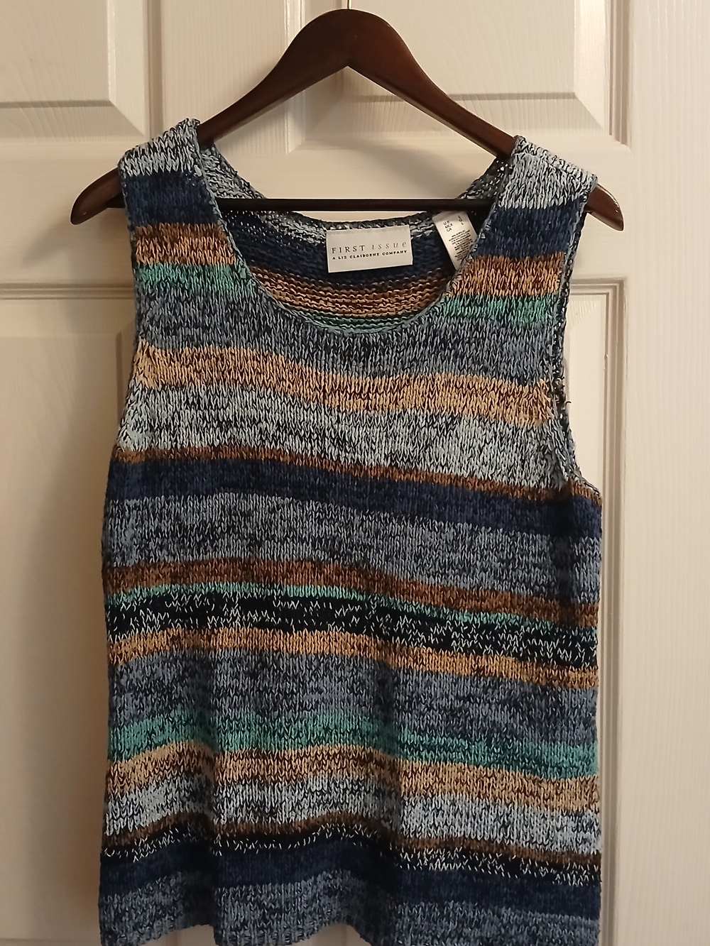 First Issue by Liz Claiborne Striped Knit Top - Blue & Brown